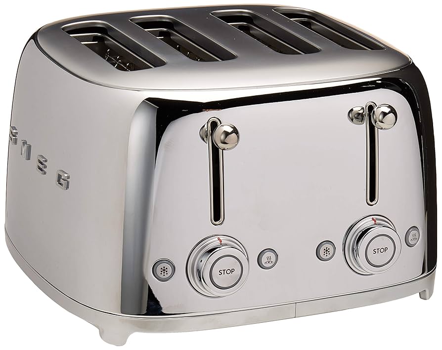 SMEG トースター　 クロム Amazon.com: Smeg 4-Slice Toaster-Chrome : Home & Kitchen